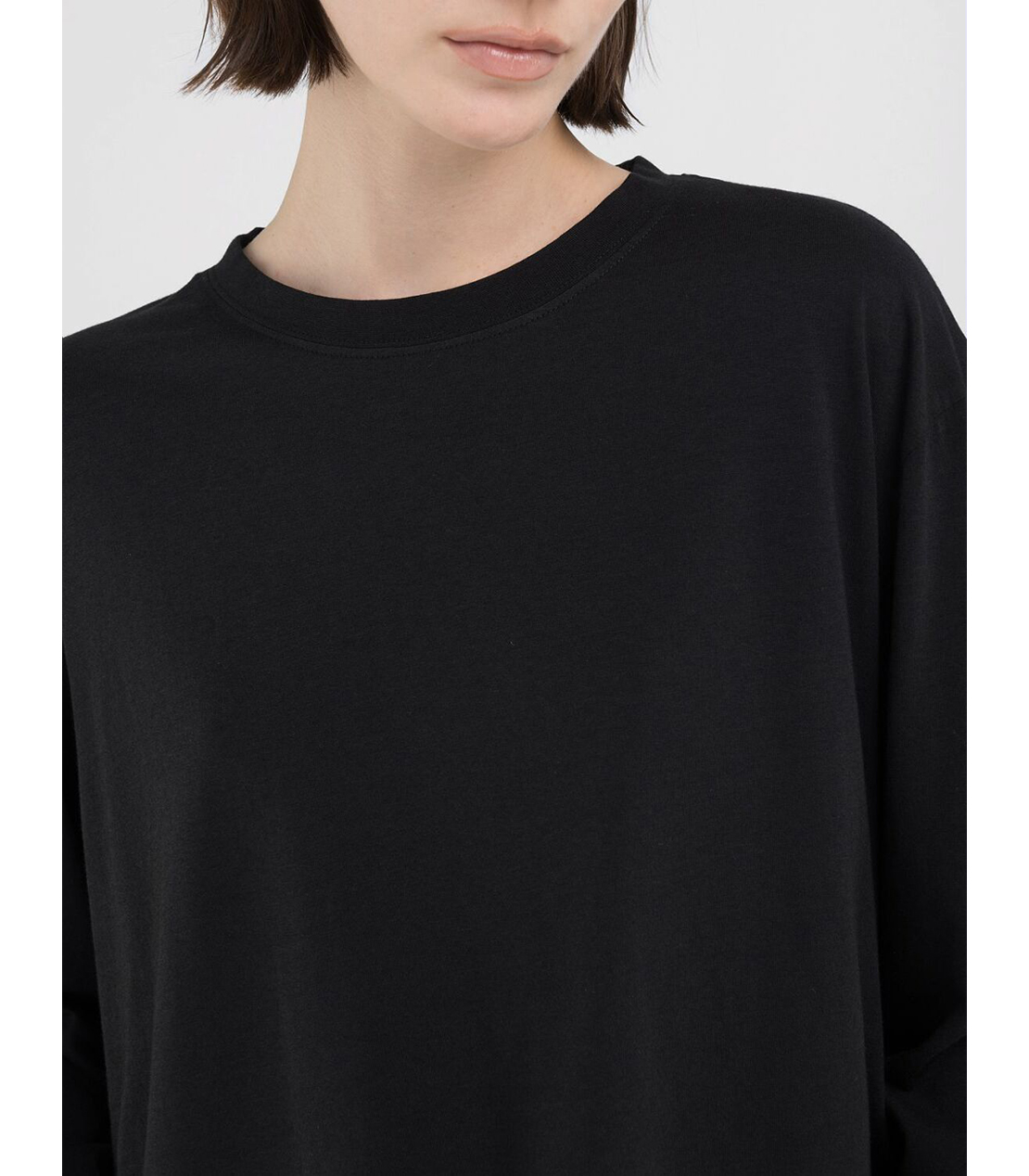 コットンレーヨンロングTシャツ 詳細画像 ライトブラック 3